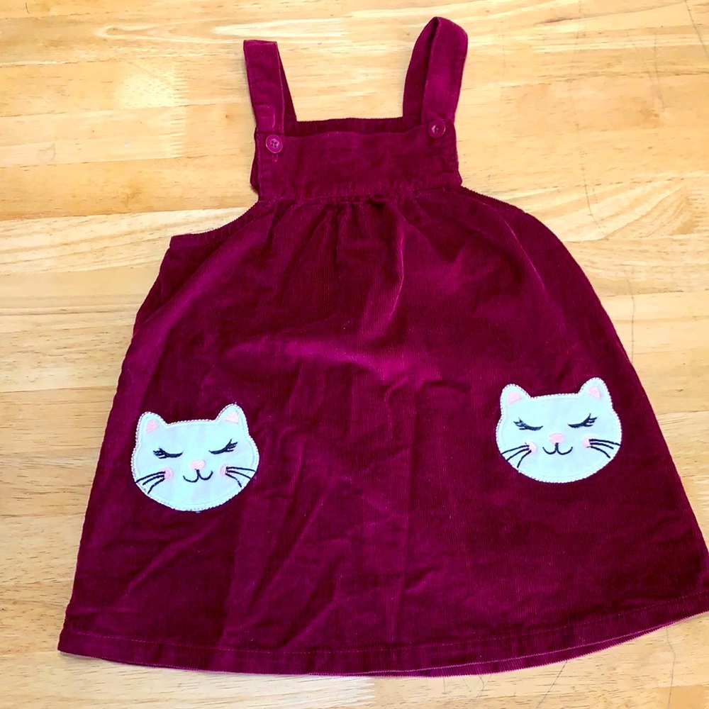 Wonderkids Burgundy Corduroy Kitty Cat Jumper 4T